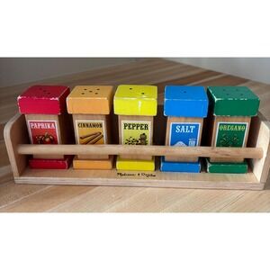 Melissa & Doug Wooden Spice Rack Set for Kitchen Cooking pretend play